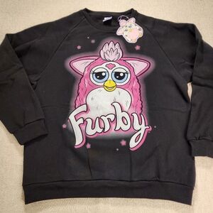 Cakeworthy X Furby 90s Airbrush Sweatshirt Crewneck Pullover Black Unisex Size X